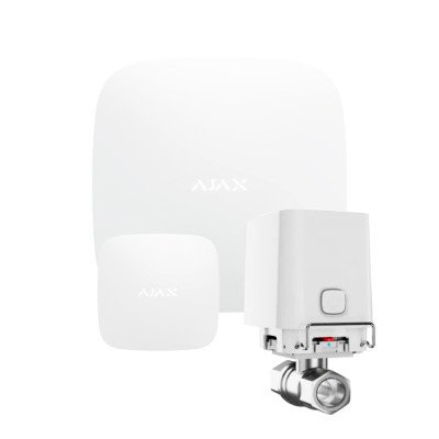 Комплект сигналізації Ajax з 1 краном WaterStop 1/2" Ajax Hub2 + LeaksProtect  Білий