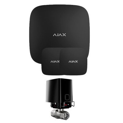 Комплект сигналізації Ajax з 1 краном WaterStop 1" Ajax Hub2 + LeaksProtect 2шт Чорний
