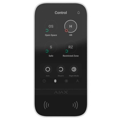 Бездротова клавіатура з сенсорним екраном Ajax KeyPad TouchScreen White