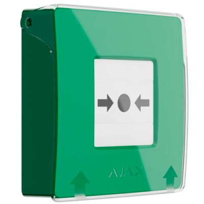 Ajax ManualCallPoint (Green) Jeweller - Бездротова настінна кнопка для активації пожежної тривоги вручну - зелена