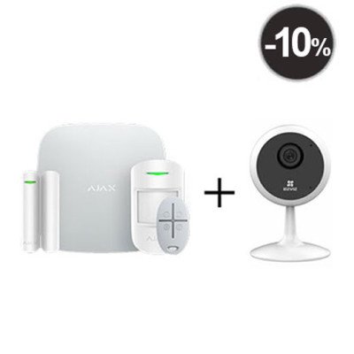 Ajax StarterKit - комплект бездротової GSM-сигналізації +  IP Камера EZVIZ C1C White 1Mp