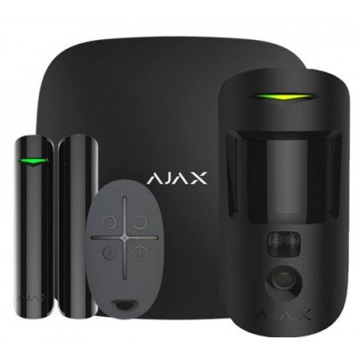 Ajax StarterKit Cam Plus HDR - Комплект бездротової GSM-сигналізації - чорний